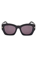 TOM FORD Guilliana 52mm Geometric Sunglasses in Shiny Black /Smoke at Nordstrom