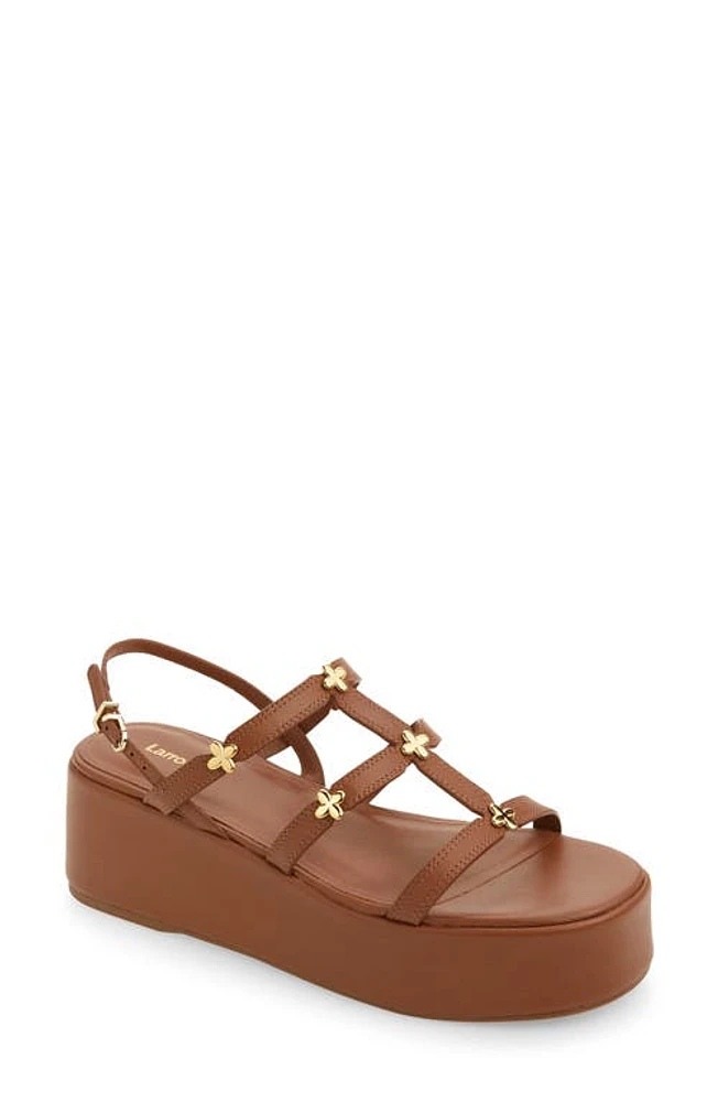 Larroudé Harmony Slingback Platform Wedge Sandal Caramel at Nordstrom,