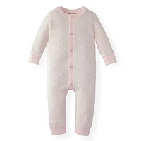 Hope & Henry Baby Jacquard Romper in Light Pink With White Trim at Nordstrom, Size 3-6M