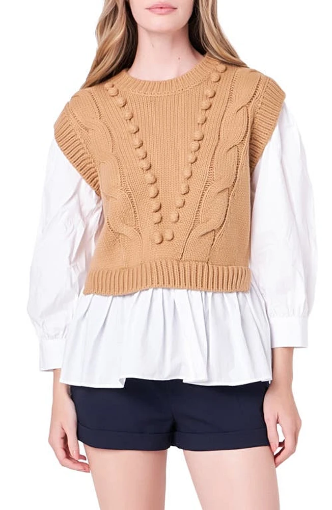 English Factory Mixed Media Cable Stitch Sweater at Nordstrom,