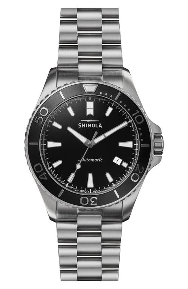 Shinola Monster Automatic Bracelet Watch, 43mm in Silver/Black at Nordstrom