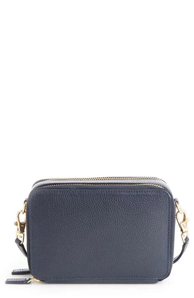 ROYCE New York Leather Crossbody Camera Bag in Navy Blue at Nordstrom