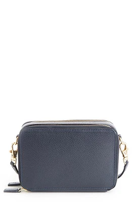 ROYCE New York Leather Crossbody Camera Bag in Navy Blue at Nordstrom