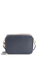 ROYCE New York Leather Crossbody Camera Bag in Navy Blue at Nordstrom