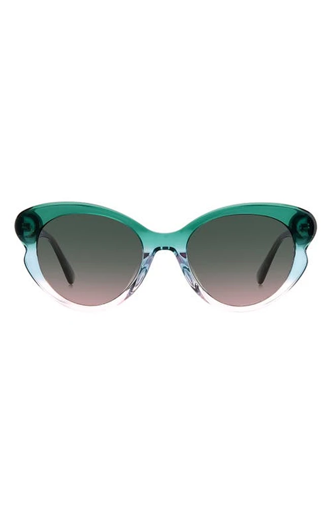 Kate Spade New York 53mm elina/g/s round sunglasses in Green Blue/Green Pink at Nordstrom