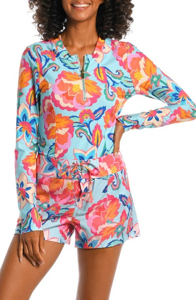 La Blanca Breezy Long Sleeve Half-Zip Rashguard Multi at Nordstrom,