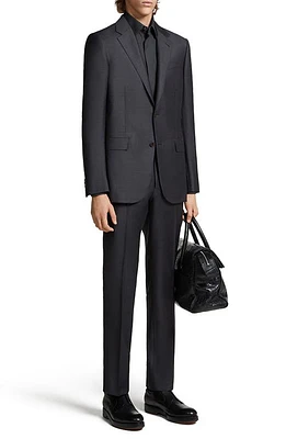 ZEGNA Pin Dot Trofeo Milano Wool Suit Dark Grey at Nordstrom