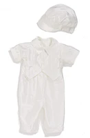 Little Things Mean a Lot Silk Dupioni Romper and Hat Set in White at Nordstrom, Size 3M