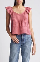 Treasure & Bond Pintuck Strappy Open Back Cotton Top at Nordstrom,