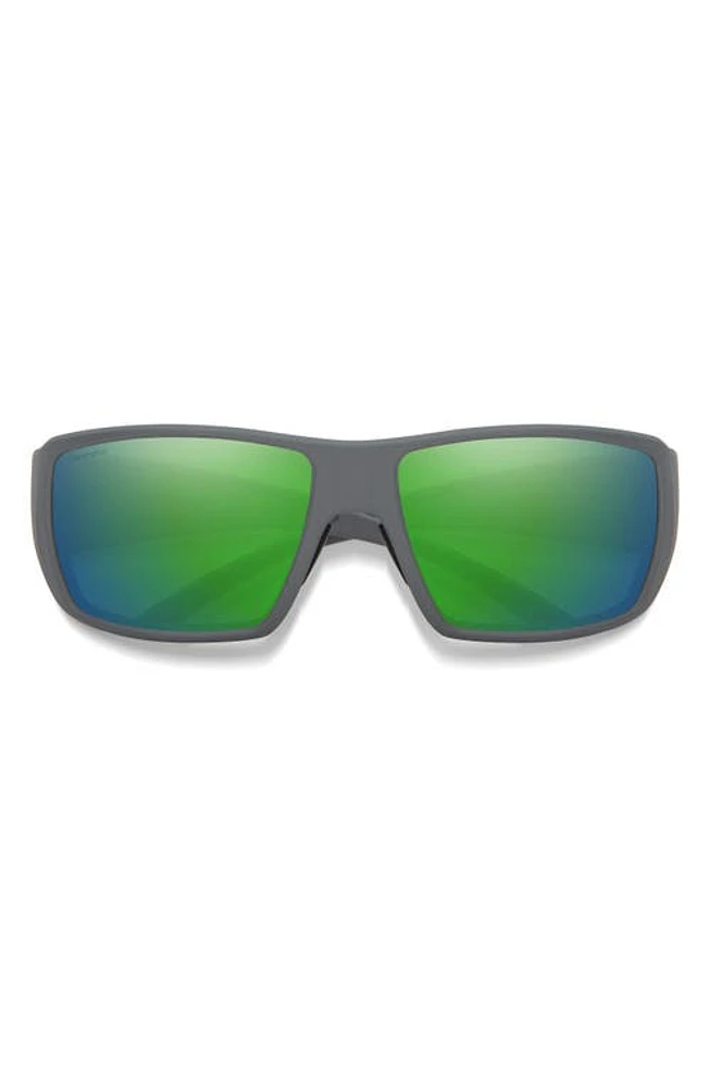 Smith Guides Choice XL 63mm ChromaPop Polarized Oversize Square Sunglasses in Matte Cement /Glass Green at Nordstrom