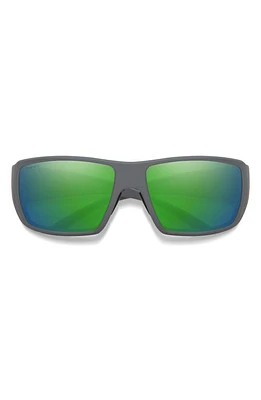 Smith Guides Choice XL 63mm ChromaPop Polarized Oversize Square Sunglasses in Matte Cement /Glass Green at Nordstrom