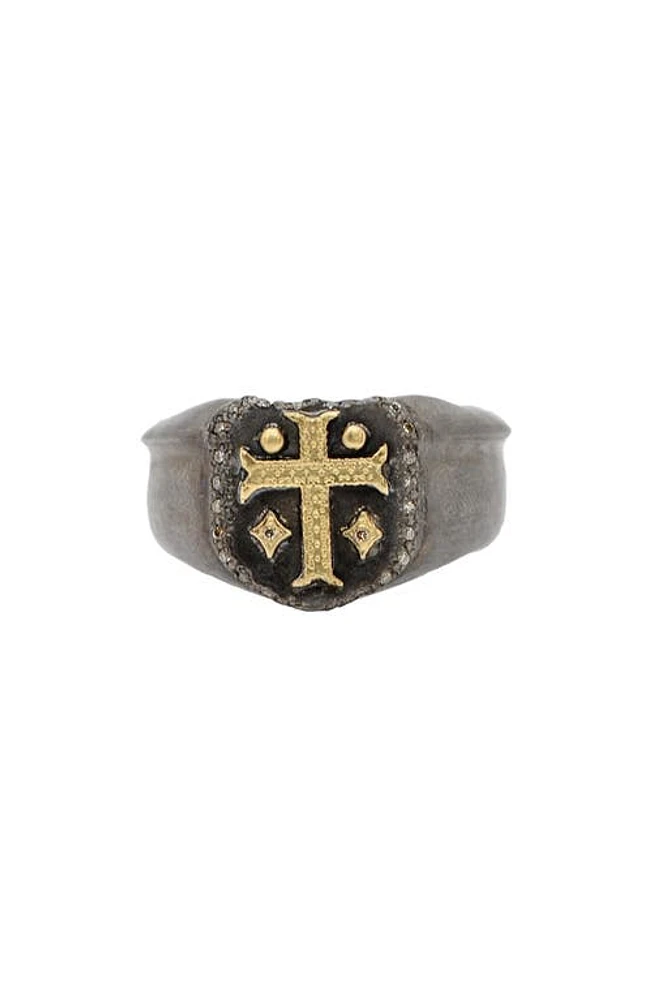 Armenta Men's Cross Shield Signet Ring in Silver at Nordstrom, Size 11.5