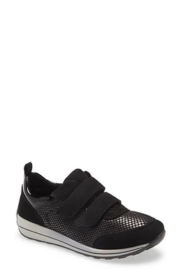 ara Olga Double Strap Sneaker in Black Leather at Nordstrom, Size 6.5