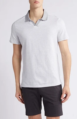 Robert Barakett Fitch Slim Fit Stripe Contrast Collar Cotton Polo Grey at Nordstrom,