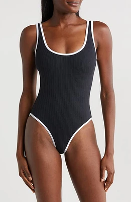 Solid & Striped Annemarie Rib One-Piece Swimsuit Blackout at Nordstrom,