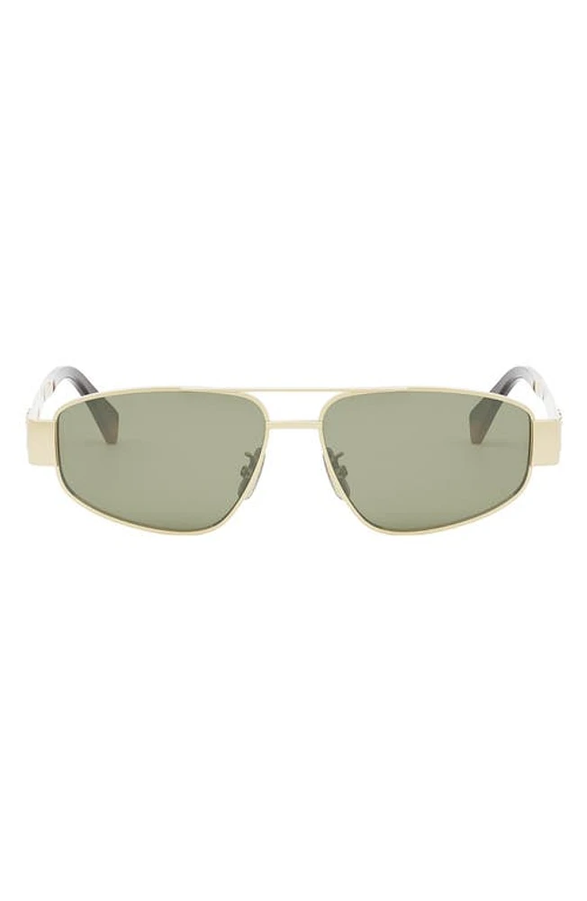 CELINE Triomphe 57mm Pilot Sunglasses in Shiny Endura Gold /Green at Nordstrom