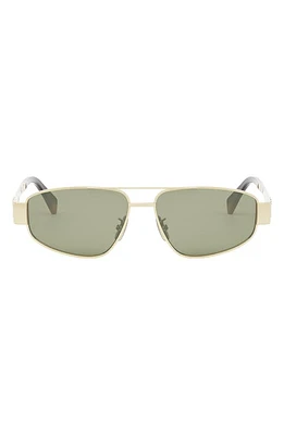 CELINE Triomphe 57mm Pilot Sunglasses in Shiny Endura Gold /Green at Nordstrom