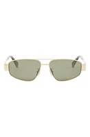 CELINE Triomphe 57mm Pilot Sunglasses in Shiny Endura Gold /Green at Nordstrom