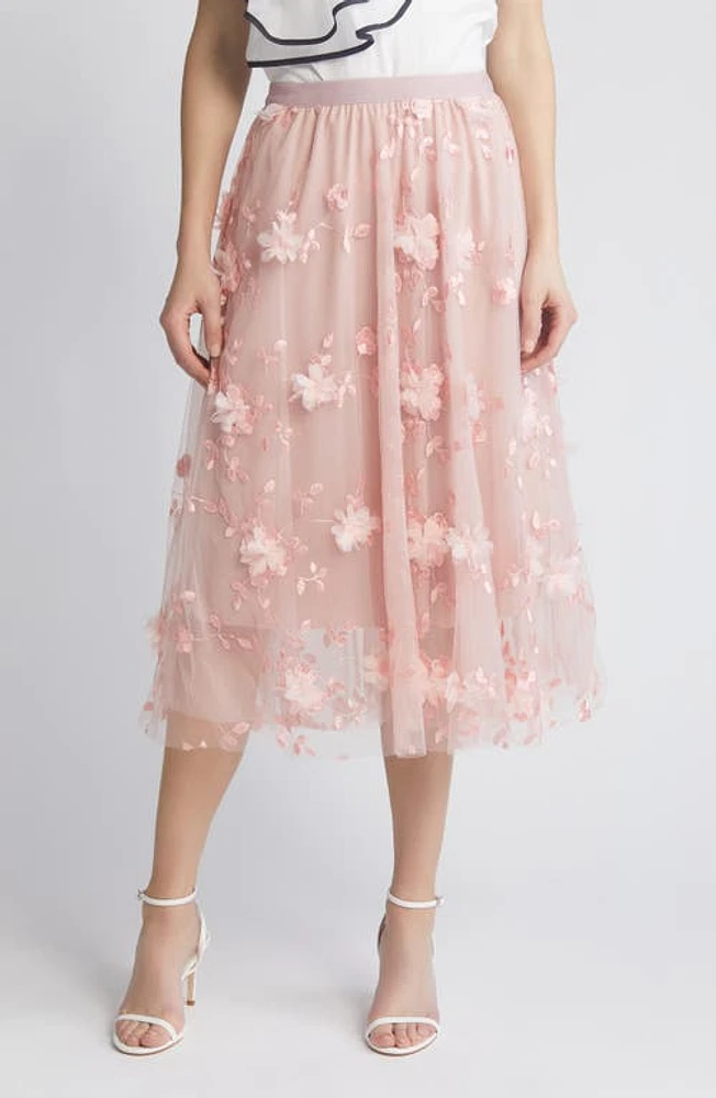 NIKKI LUND Audra Floral Appliqué Chiffon Maxi Skirt at Nordstrom,