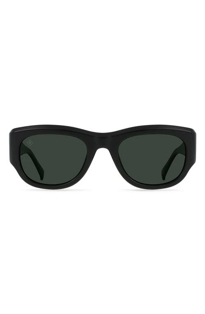 RAEN Lonso Round Polarized Square Sunglasses in Recycled Black/Green Polar at Nordstrom