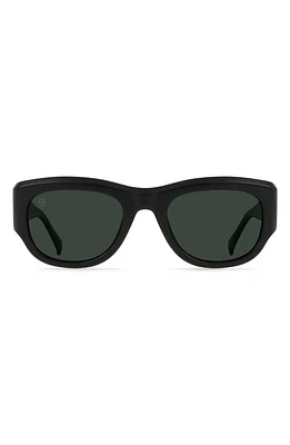 RAEN Lonso Round Polarized Square Sunglasses in Recycled Black/Green Polar at Nordstrom