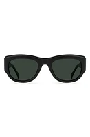 RAEN Lonso Round Polarized Square Sunglasses in Recycled Black/Green Polar at Nordstrom