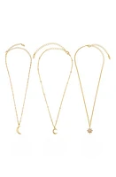 Ettika Set of 3 Celestial Pendant Necklaces in Gold at Nordstrom