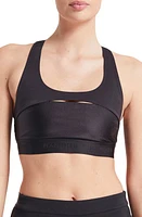 BANDIER Logo Cutout Racerback Sports Bra Black at Nordstrom,