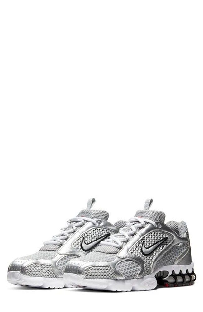 Nike Air Zoom Spiridon Cage 2 Sneaker Light Smoke Grey/Silver/Red at Nordstrom,