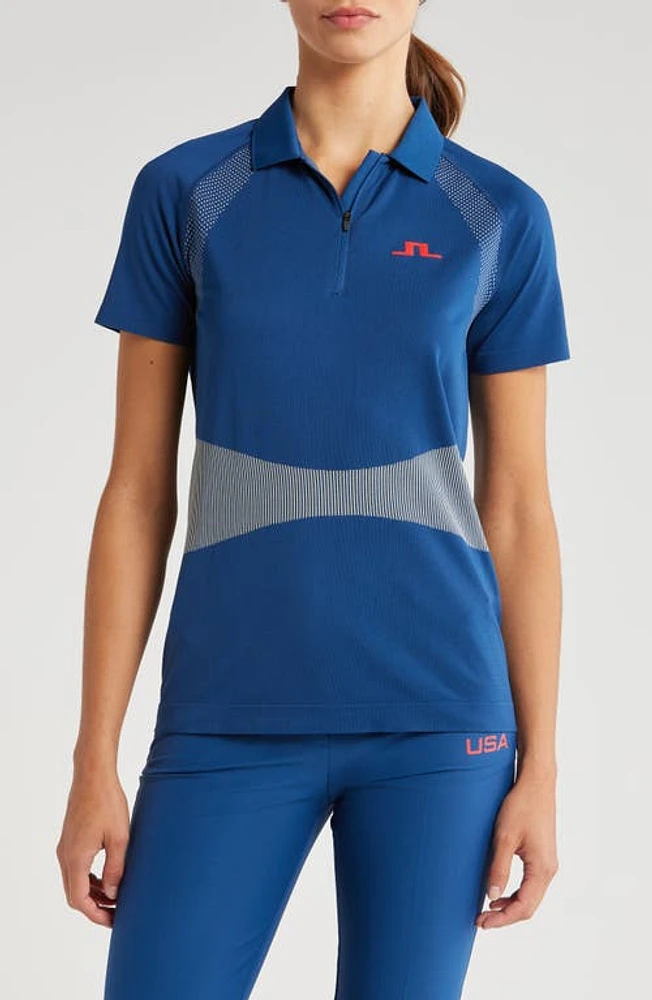 J. Lindeberg Alizee Seamless Golf Polo Estate Blue at Nordstrom,