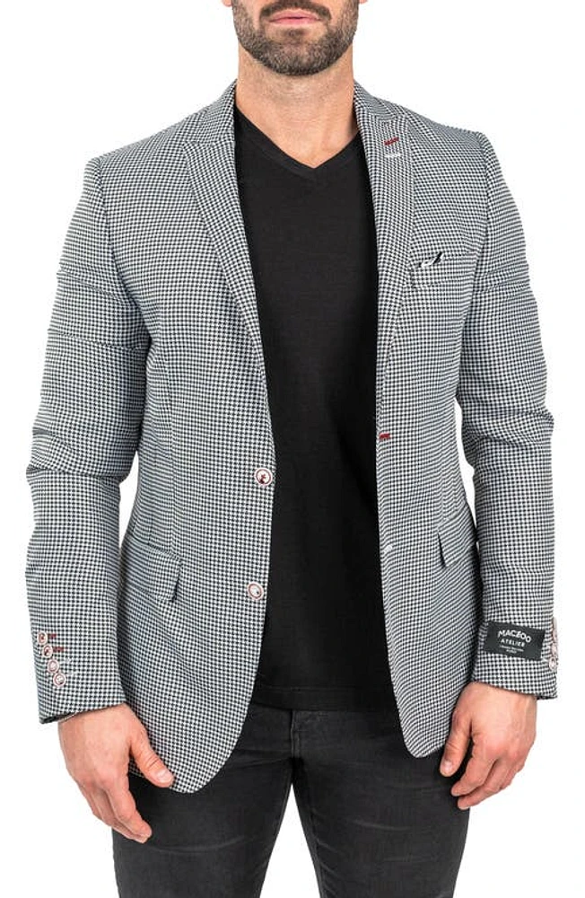 Maceoo Descartes Houndstooth Sport Coat Black at Nordstrom,