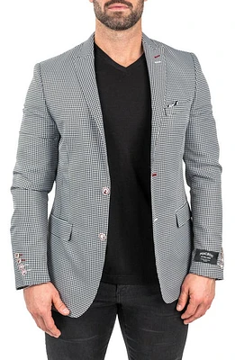 Maceoo Descartes Houndstooth Sport Coat Black at Nordstrom,