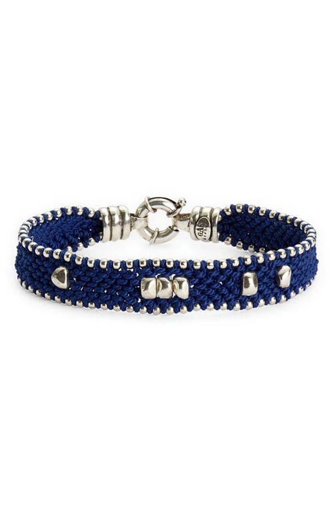 Gas Bijoux Colin Silver Bead Woven Bracelet in Silver /Blue at Nordstrom