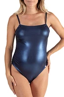 Cache Coeur Disco Maternity One-Piece Swimsuit in Blue at Nordstrom, Size Large