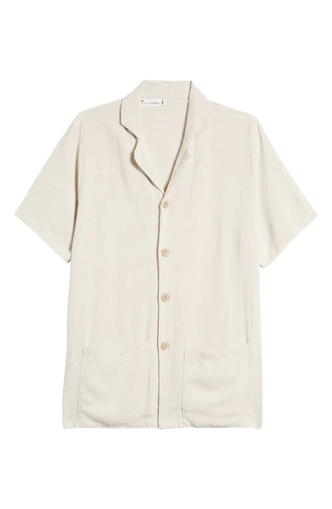 King + Lola Cotton & Linen Button-Up Shirt Tan at Nordstrom,