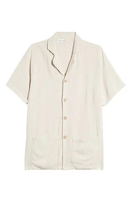 King + Lola Cotton & Linen Button-Up Shirt Tan at Nordstrom,