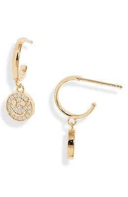 Estella Bartlett Sparkle Smiley Huggie Hoop Earrings in Gold at Nordstrom