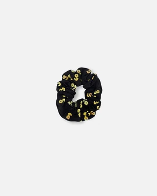 Deux Par Deux Girl Scrunchie Printed Colored Metallic Flower Print in Black With Metallic Flower at Nordstrom