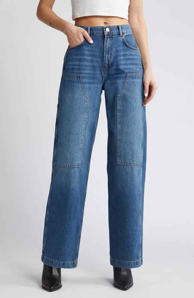 AllSaints Mia Carpenter Jeans Mid Indigo at Nordstrom,