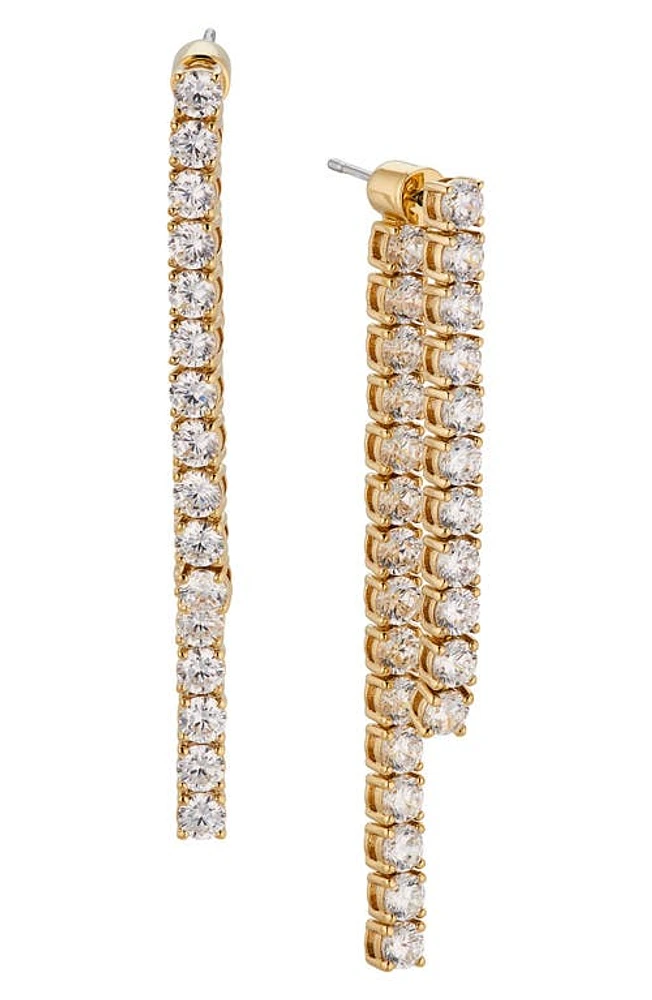 Nadri Cubic Zirconia Linear Drop Ear Jackets in Gold at Nordstrom