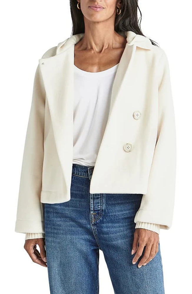 Splendid Jourdan Hooded Crop Knit Peacoat Snow at Nordstrom,