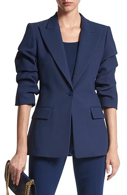 Michael Kors Collection Cate Crushed Sleeve Double Crepe Blazer 406 Navy at