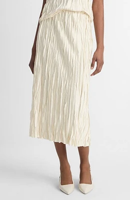 Vince Bias Cut Crinkled Satin Midi Skirt Pale Ivory at Nordstrom,