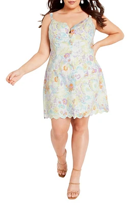 City Chic Skyla Print Scallop Minidress in Softly Blue at Nordstrom