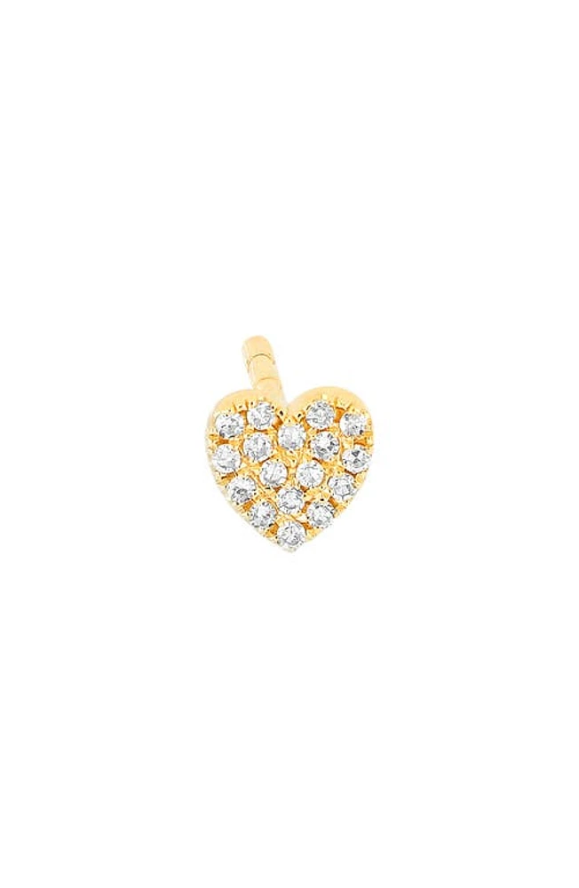 EF Collection Baby Diamond Heart Stud Earring in Yellow Gold/Diamond at Nordstrom