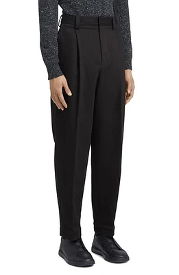 ZEGNA One-Pleat Bull Denim Pants Black at Nordstrom,