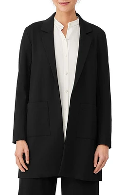 Eileen Fisher Open Front Longline Blazer Black at Nordstrom,