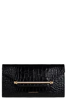 Strathberry Multrees Croc Embossed Leather Wallet on a Chain in Black at Nordstrom