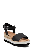 TOMS Diana Platform Wedge Sandal Black Leather at Nordstrom,