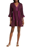 lemlem Hanna Cotton Blend Cover-Up Dress Jordanos Burgundy at Nordstrom,